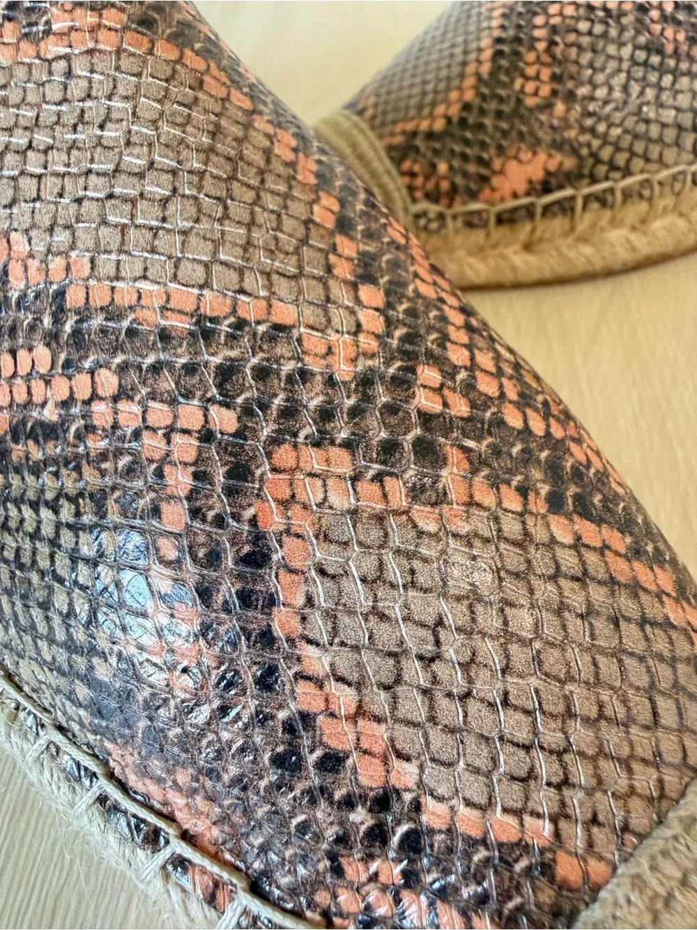 Sam Edelman Snake Print Espadrille Flats Women’s Size 9.5 Slip On Jute Casual